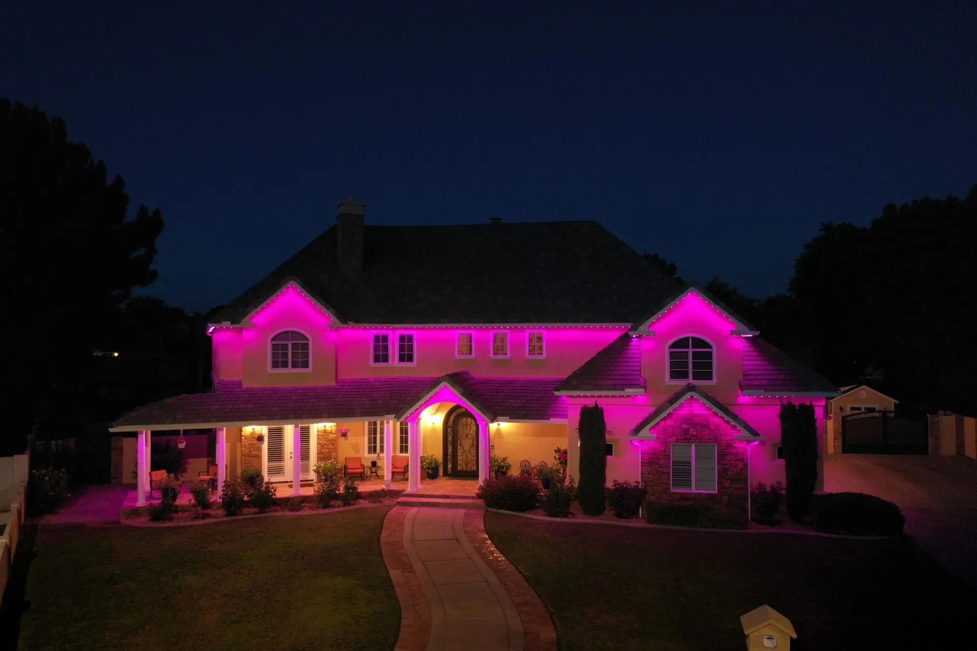 Permanent lighting enhancing curb appeal